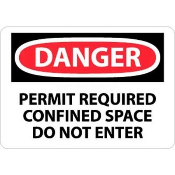 National Marker Co NMC OSHA Sign, Danger Permit Required Confined Space Do Not Enter, 10in X 14in, White/Red/Black D360PB